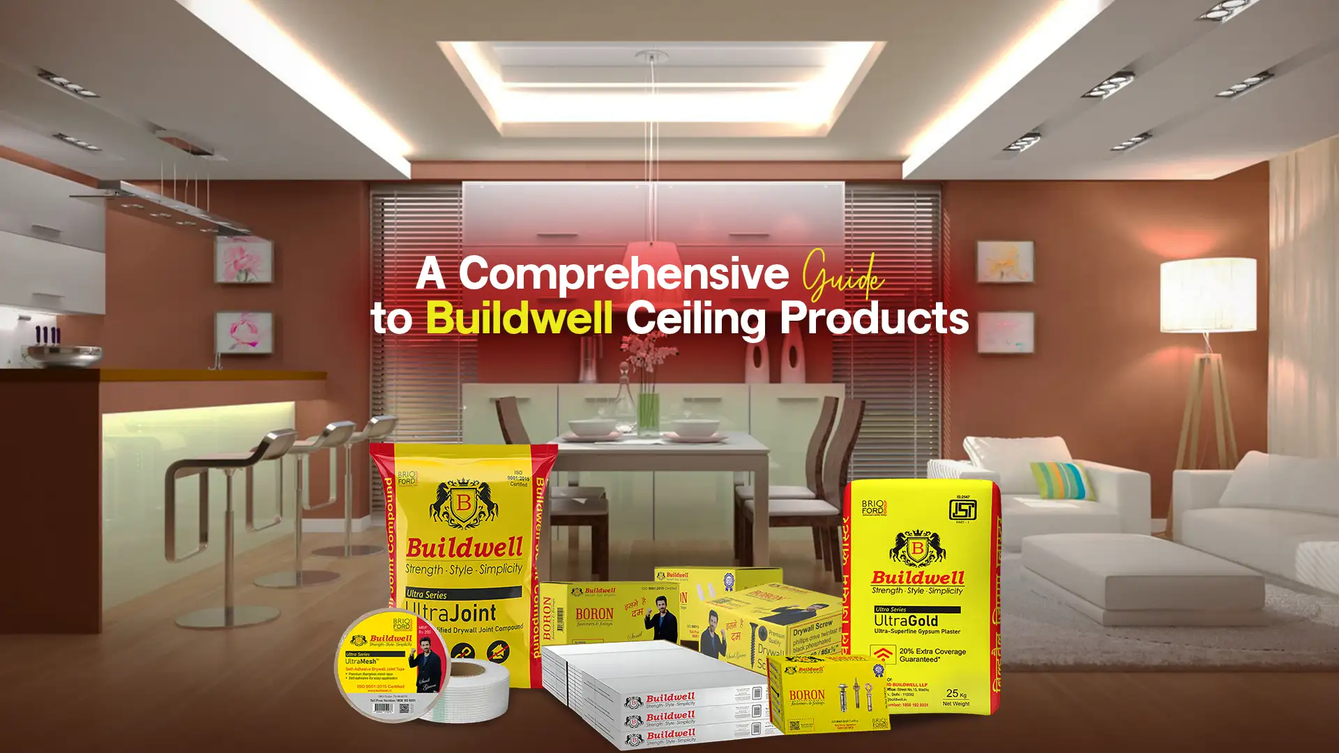 Comprehensive Guide to Buildwell Ceiling Products featuring UltraGold Plaster, Drywall Screws, and more