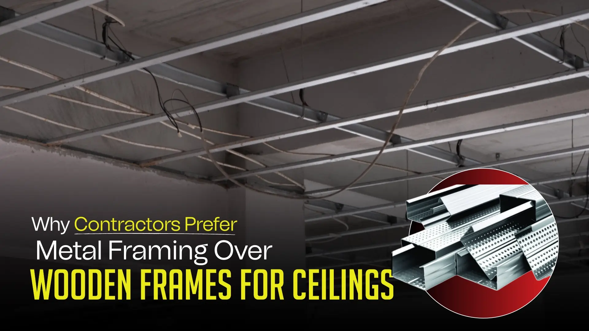 Metal ceiling framing vs. wooden frames – showcasing durable, lightweight, and moisture-resistant solutions for modern construction, emphasizing the Benefits of Metal Framing for Ceilings