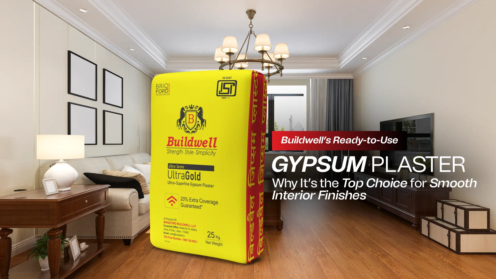Buildwell Ready-to-Use Gypsum Plaster Bag – Best Gypsum Plaster Supplier in India for Smooth Interior Finishes