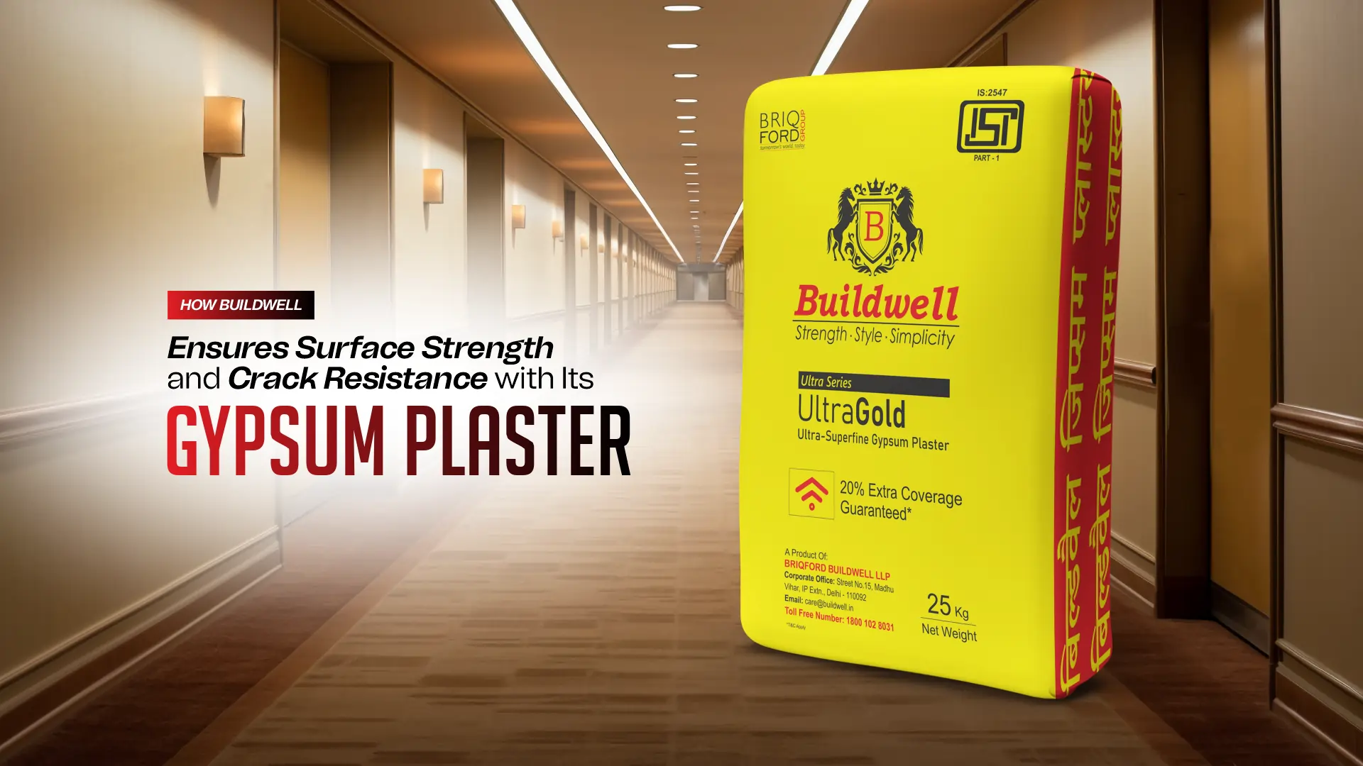 Buildwell UltraGold Gypsum Plaster – Best Gypsum Plaster Brand in India for Superior Surface Strength and Crack Resistance