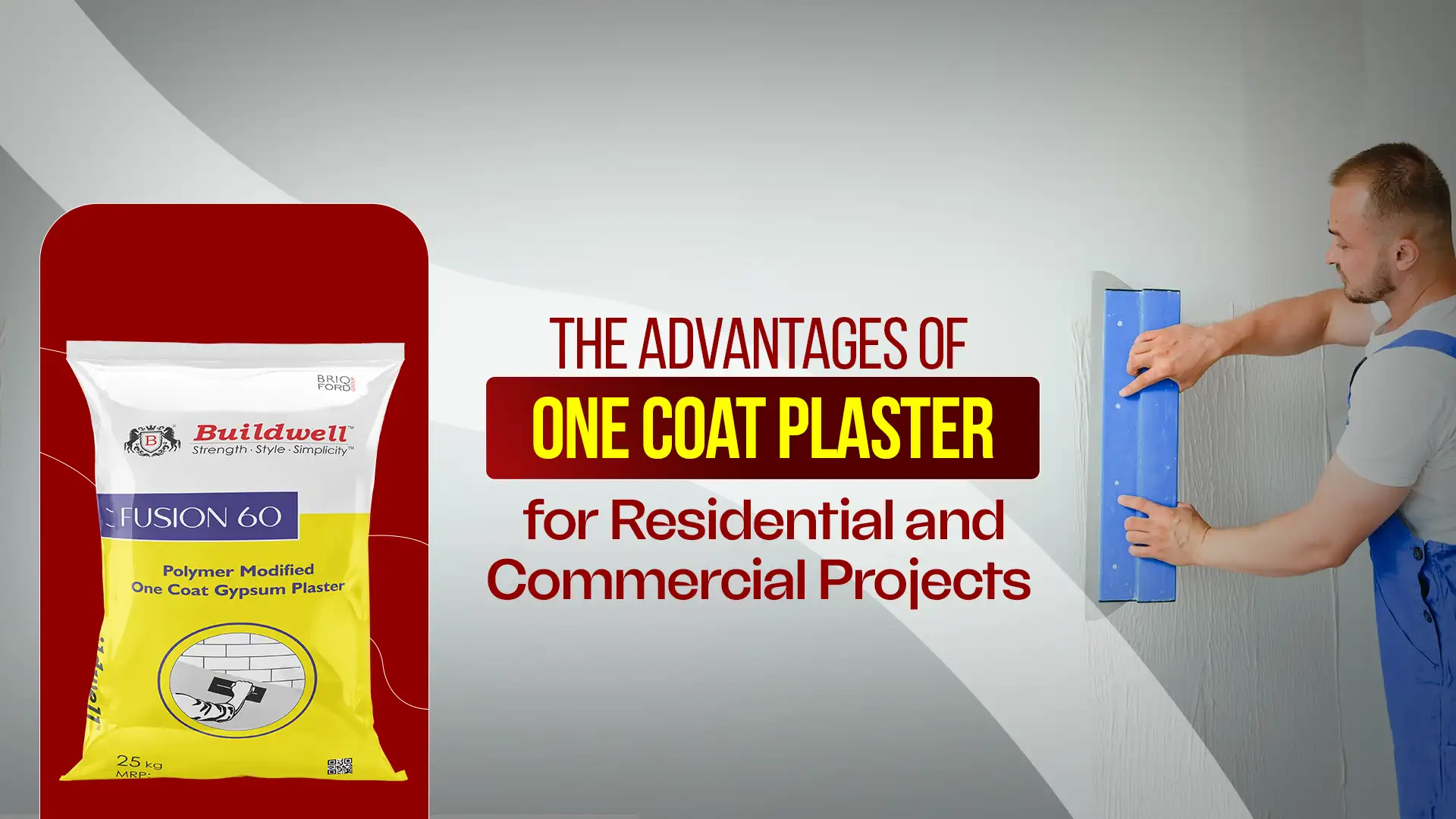 Buildwell Fusion 60 One Coat Gypsum Plaster – Perfect for fast and smooth finishes in residential and commercial spaces, showcasing the Advantages of One Coat Plaster for Residential and Commercial Projects
