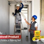 Construction workers installing ceiling using Buildwell Ceiling and Gypsum Plaster Products in India