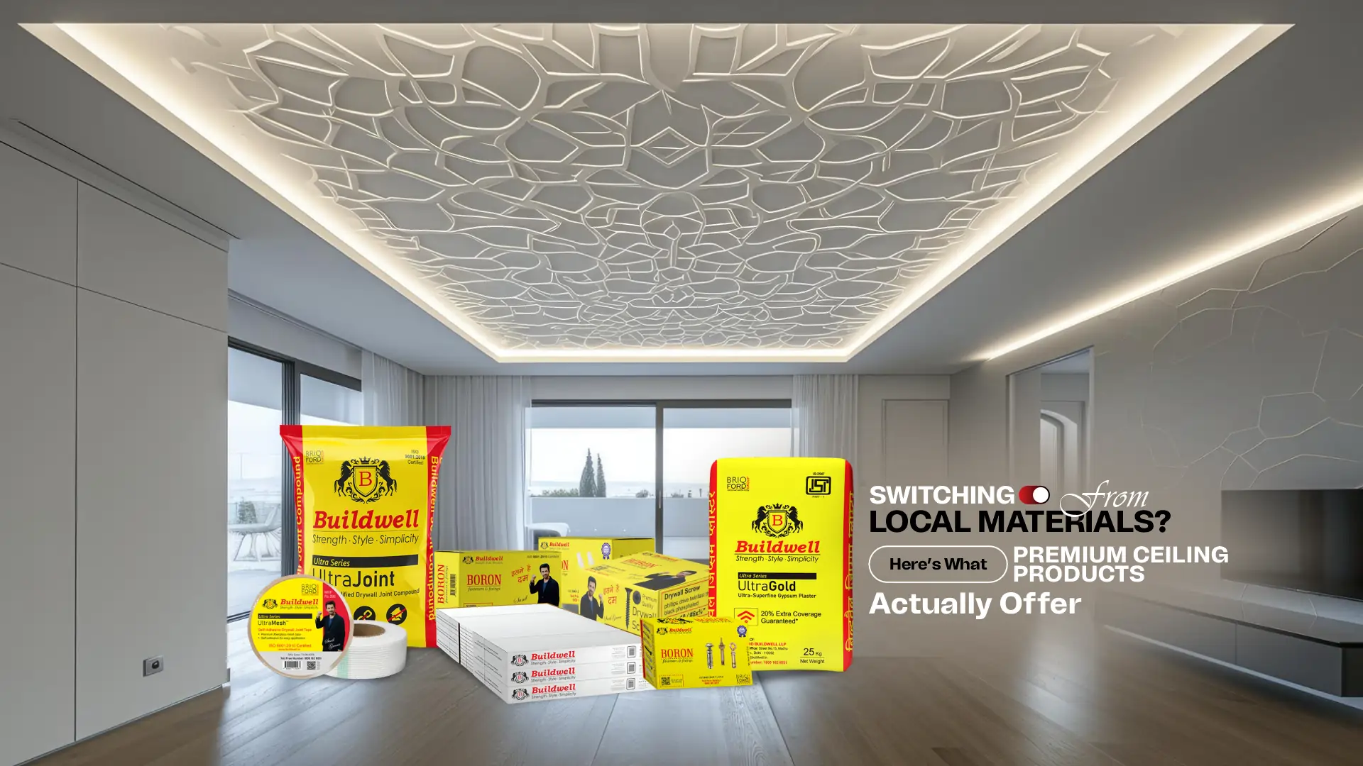 Best Ceiling Products Brand in India – Buildwell premium ceiling boards, gypsum plaster, screws, and products for superior finishes