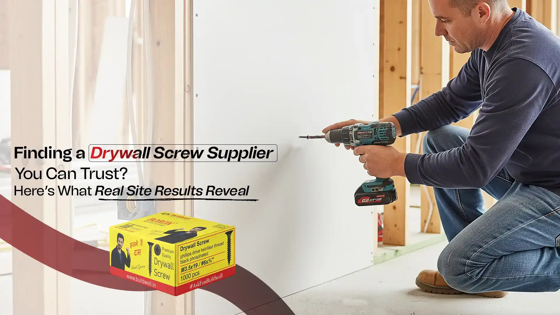 Professional installing drywall using premium fasteners from the Best Drywall Screw Supplier in India for secure and durable wall systems.