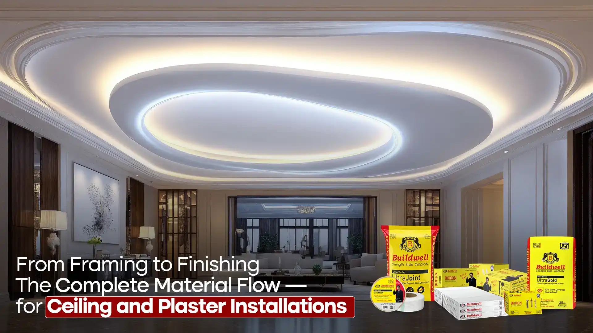 Premium Ceiling and Gypsum Plaster Products in India by Buildwell for complete installation solutions