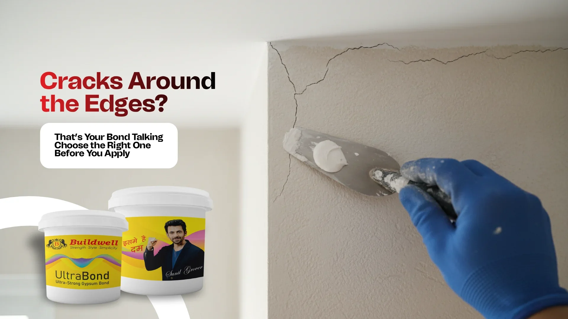 Cracks Around the Edges Wall Repair with Buildwell UltraBond – Best Gypsum Bond Supplier in India