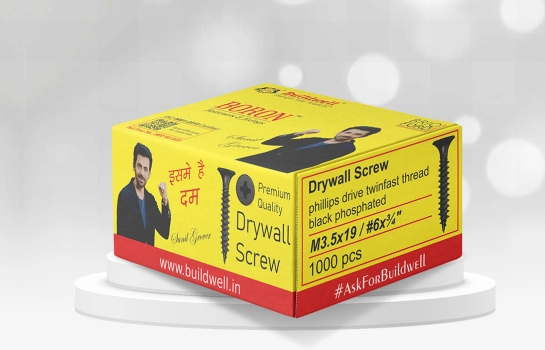 Buildwell Boron drywall screws packaging and screw samples – Buildwell