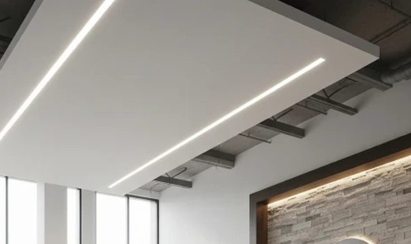 Stylish office ceiling and walls designed with Buildwell Gypsum Boards for durability and elegant interior finishes