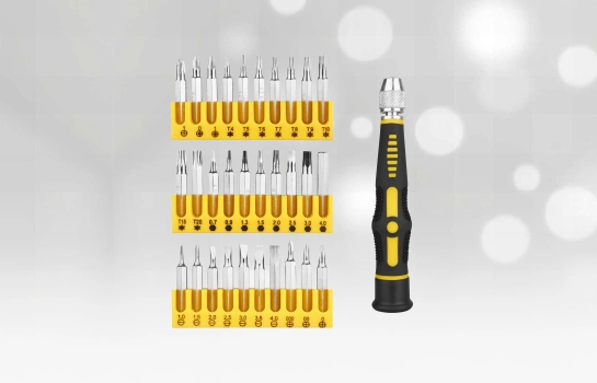 Buildwell yellow and black manual screwdriver set with multiple heads – Buildwell