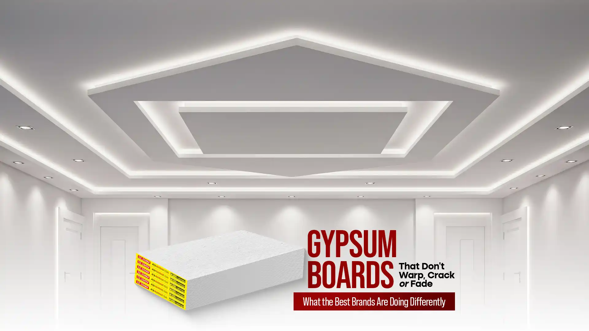 Gypsum boards installed on a modern ceiling design showcasing durability and quality by the best gypsum board brand in India