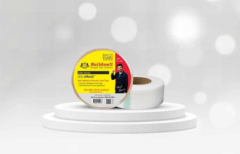 Buildwell UltraMesh self-adhesive drywall joint tape roll for seamless wall and ceiling joints