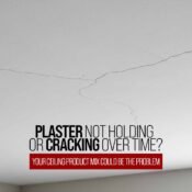 Ceiling showing visible plaster cracks, highlighting issues caused by incorrect ceiling and gypsum plaster products in India