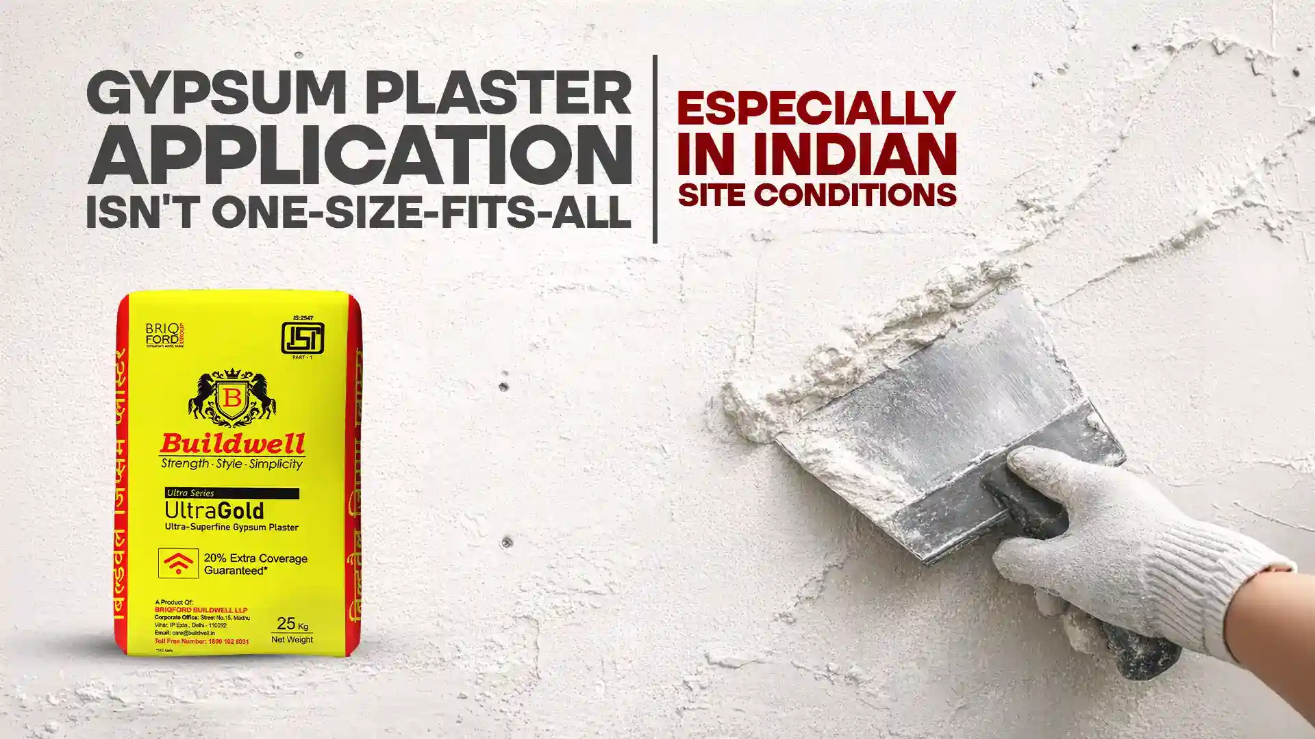 Gypsum plaster being applied smoothly on a ceiling surface, highlighting proper gypsum plaster application suited to Indian site conditions.