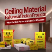 Ceiling materials displayed for modern interiors, highlighting high-performance ceiling materials used to avoid common failures in Indian construction projects