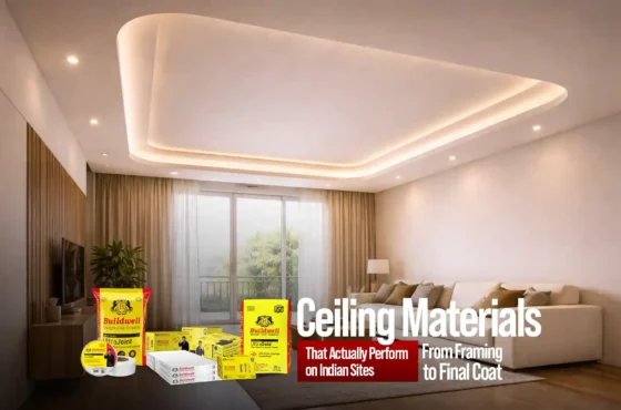 Ceiling materials that actually perform on Indian sites — from framing to final coat