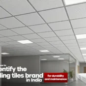 Best ceiling tiles brand in India displayed in a modern commercial interior showcasing grid ceiling installation, clean finish, durability, and easy maintenance design