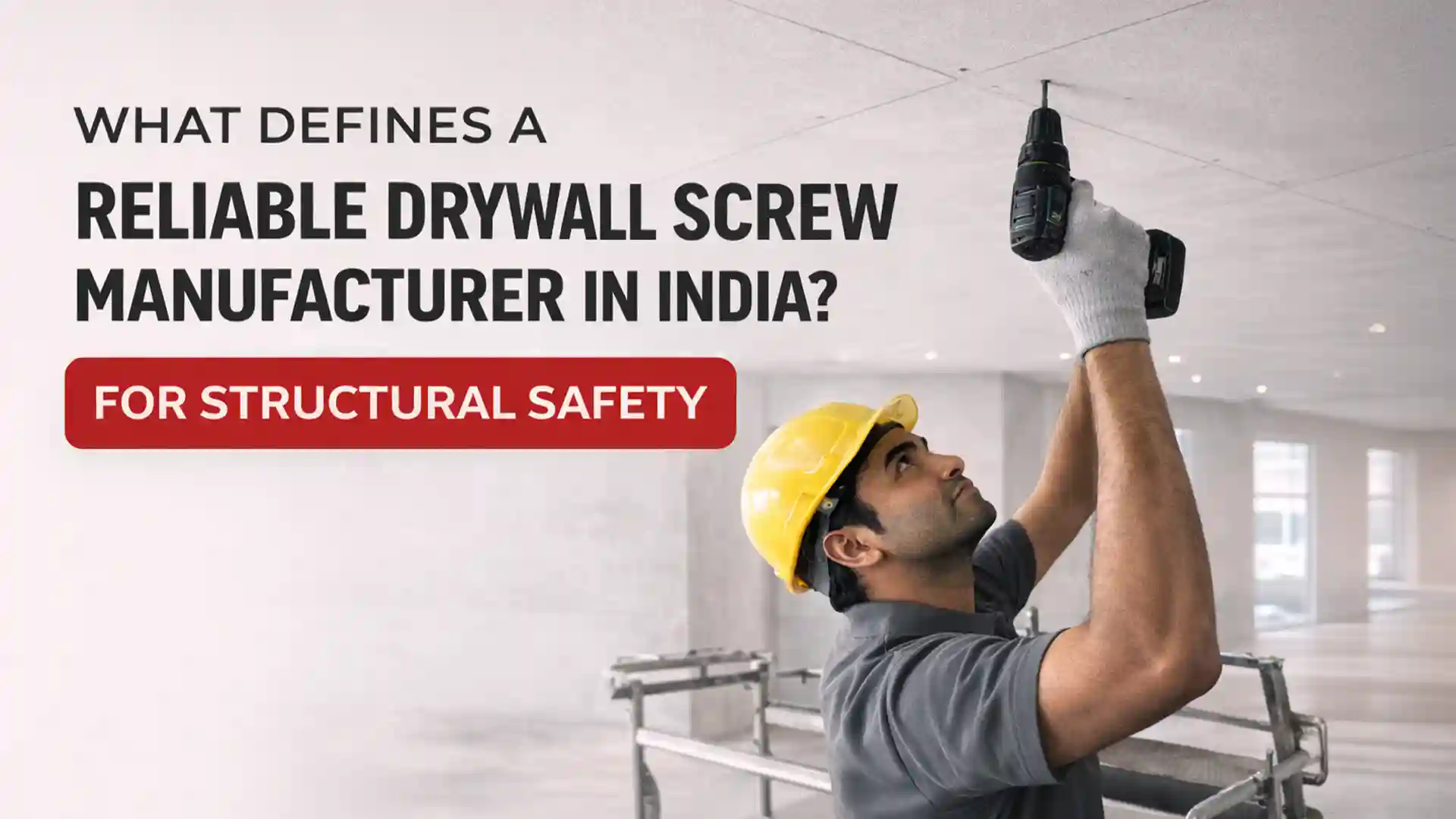 Technician installing ceiling panels using screws from a trusted drywall screw manufacturer in India for structural safety
