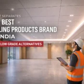 Modern commercial interior with false ceiling installation representing the best ceiling products brand in India