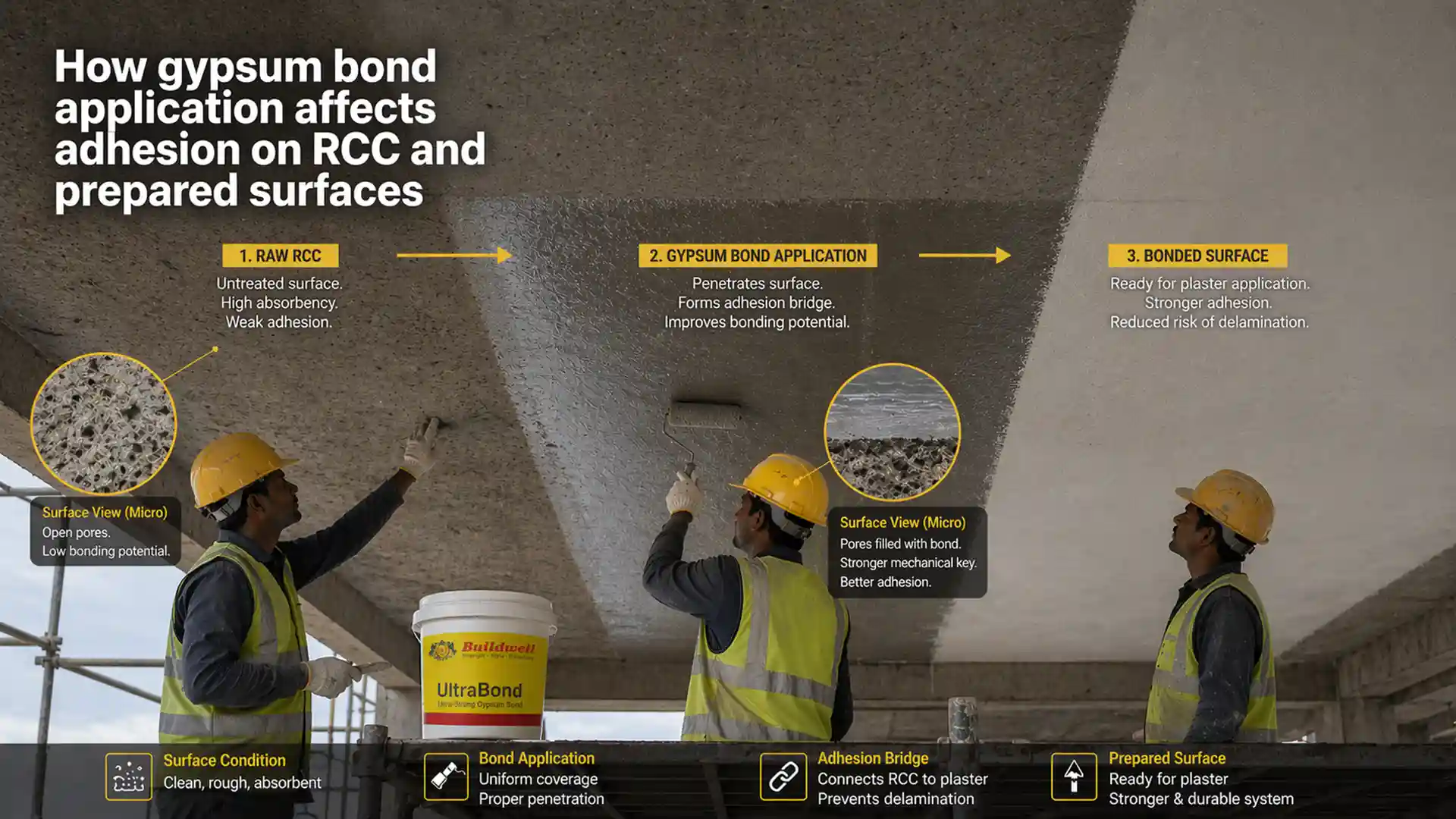 best gypsum bond supplier in India improving adhesion on RCC surfaces for durable plaster application