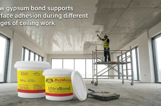 How gypsum bond supports surface adhesion during different stages of ceiling work