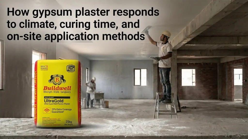 How gypsum plaster responds to climate, curing time, and on-site application methods