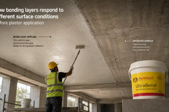 How bonding layers respond to different surface conditions before plaster application