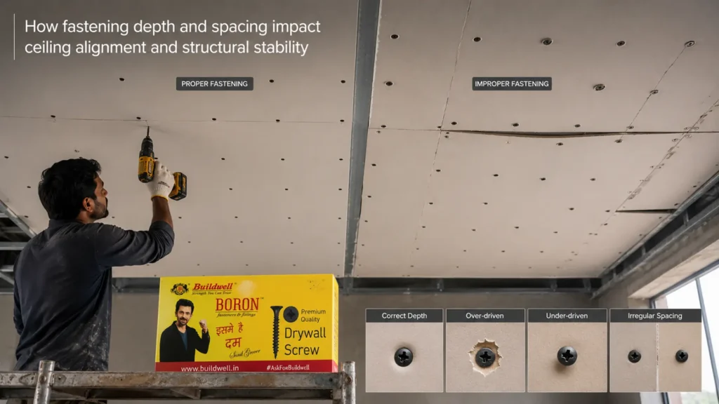 How fastening depth and spacing impact ceiling alignment and structural stability