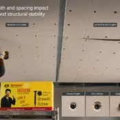Gypsum Screw installation showing proper fastening depth and spacing for better ceiling alignment and drywall stability