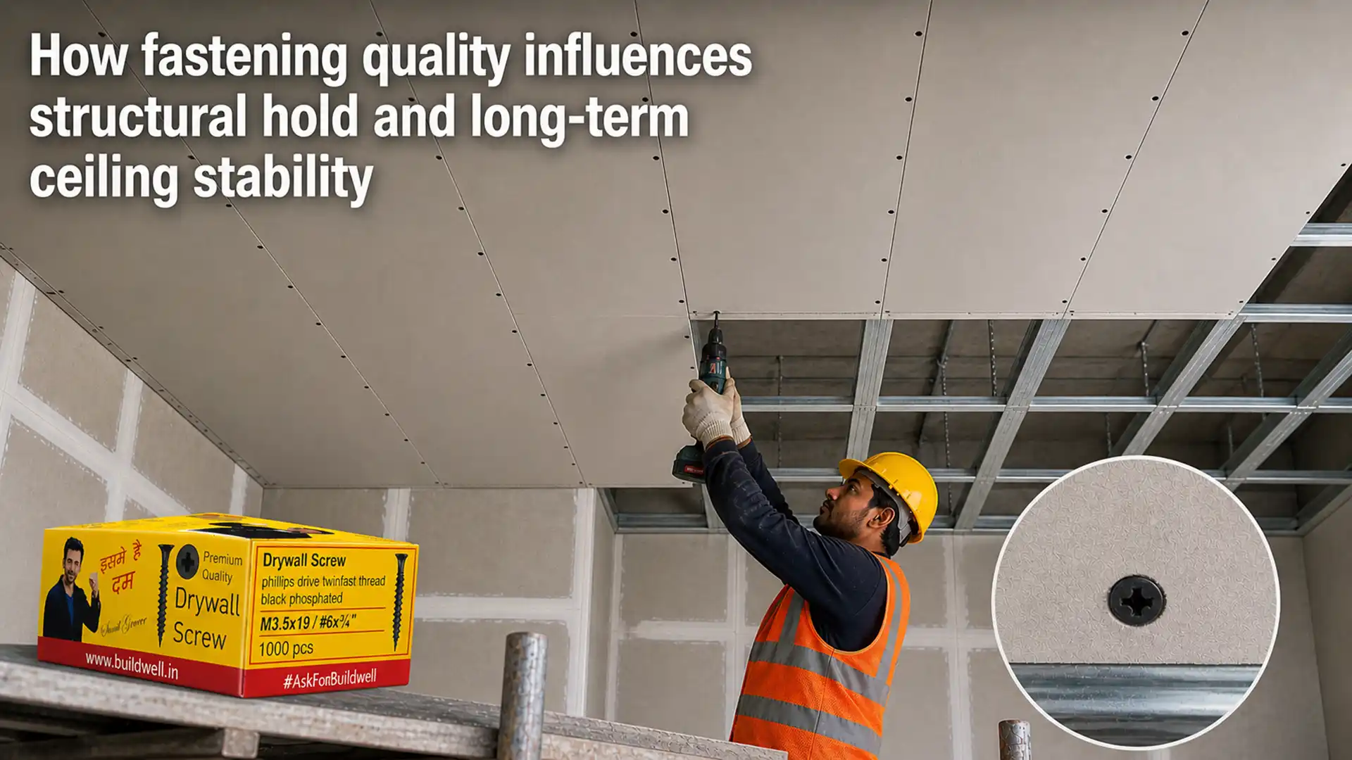 Best Drywall Screw Supplier in India providing high-quality screws for secure fastening, structural strength, and durable ceiling installation