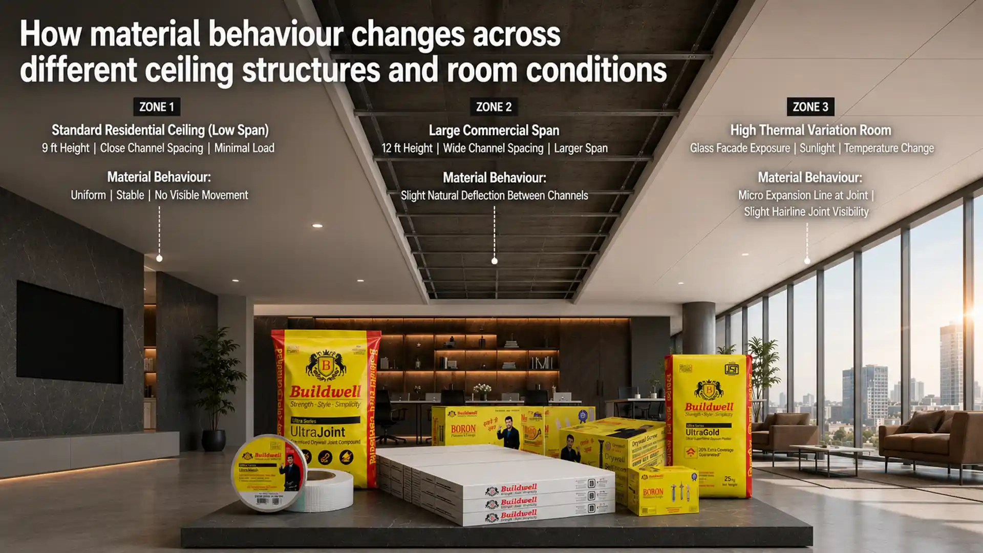 Best False Ceiling Material in India designed for stable performance across residential ceilings, commercial spans, and high thermal variation rooms
