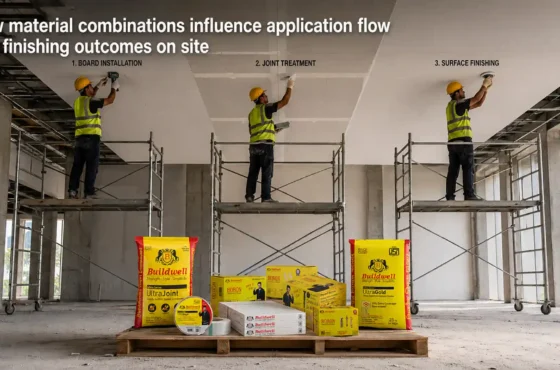 How material combinations influence application flow and finishing outcomes on site