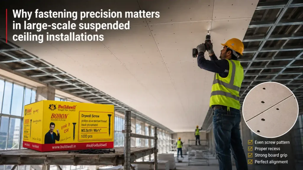 Why fastening precision matters in large-scale suspended ceiling installations