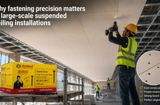 Why fastening precision matters in large-scale suspended ceiling installations