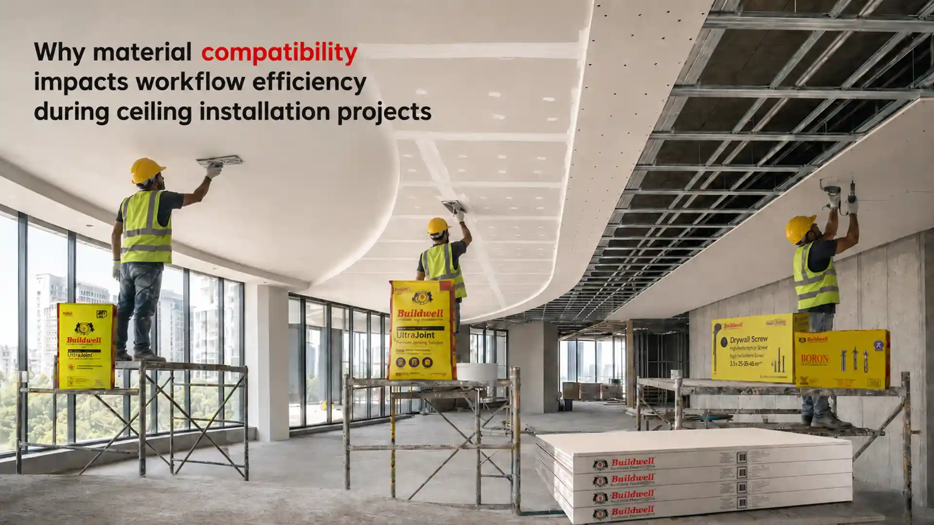 Ceiling and Gypsum Plaster Products in India improving material compatibility, installation workflow efficiency, and suspended ceiling finishing performance