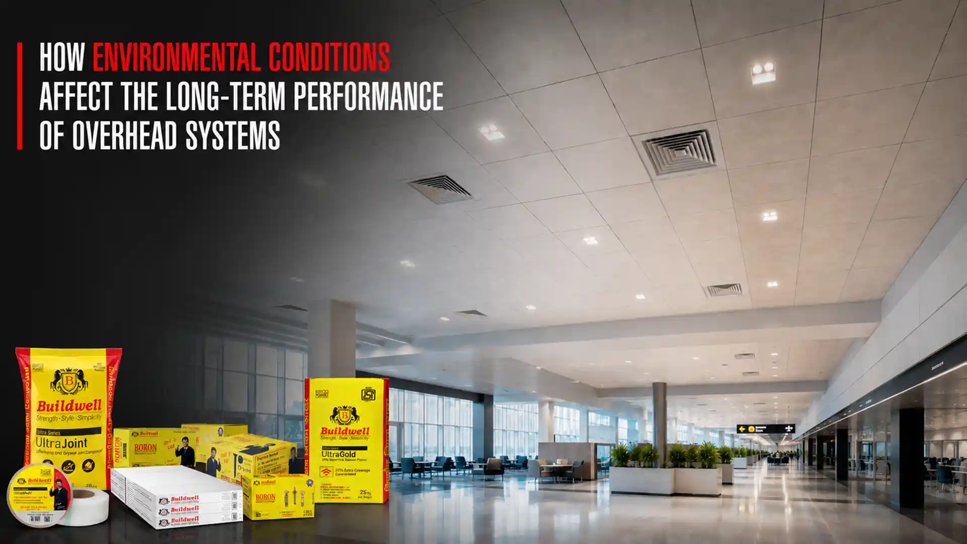 Ceiling Materials installed in a commercial interior showcasing durable ceiling systems designed for long-term performance, moisture resistance, and aesthetic appeal