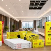 Premium Ceiling Materials by Buildwell including gypsum boards, gypsum plaster, joint compound, drywall screws, tapes, and ceiling accessories for long-lasting interior finishing.