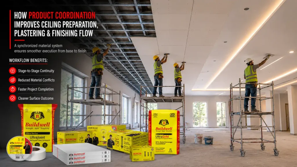 How product coordination improves ceiling preparation, plastering, and finishing flow