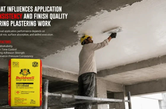 What influences application consistency and finish quality during plastering work