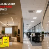 Best False Ceiling Material in India designed for residential and commercial interiors with acoustic performance, durability, climate adaptability, and easy maintenance