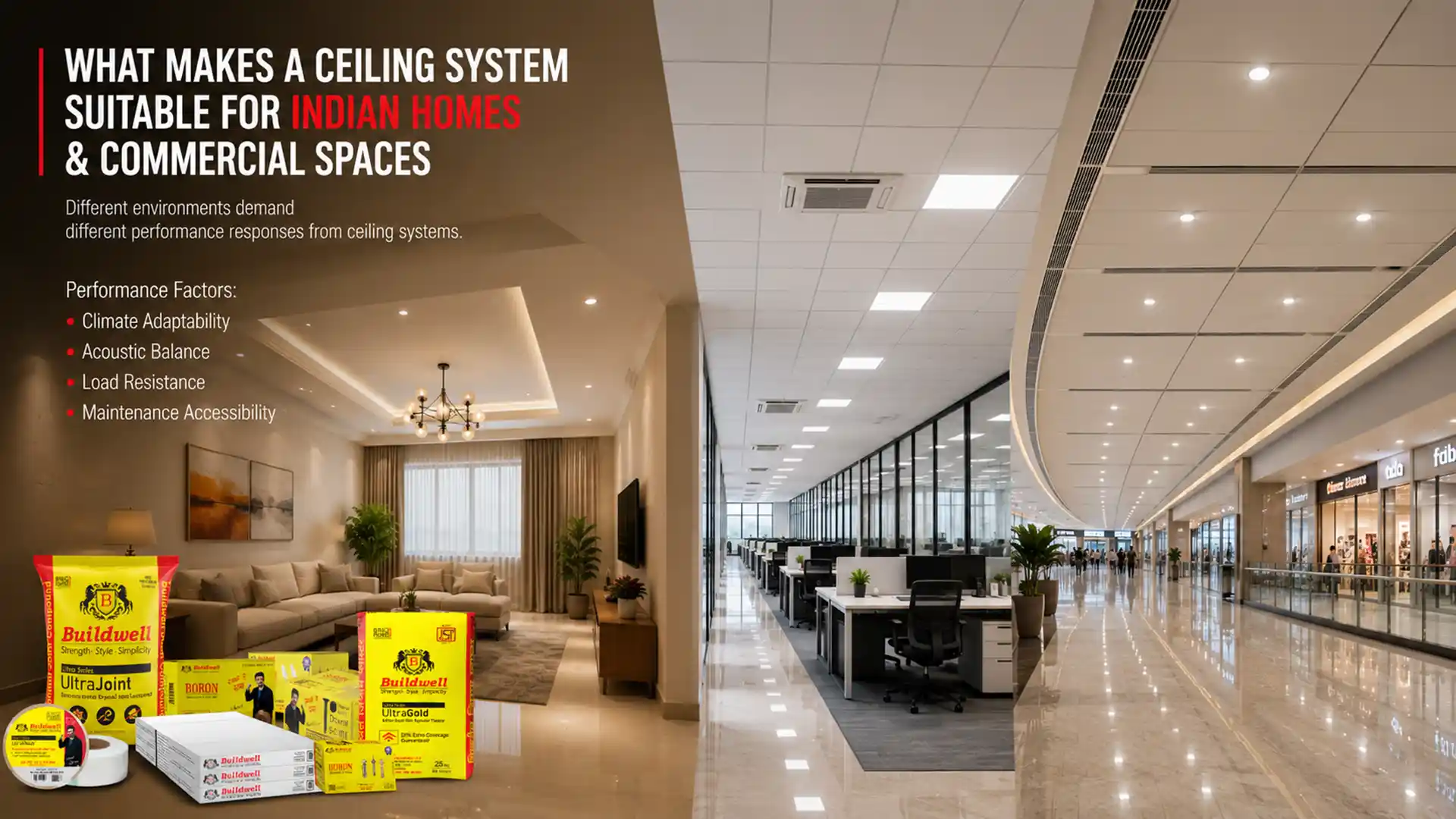 Best False Ceiling Material in India designed for residential and commercial interiors with acoustic performance, durability, climate adaptability, and easy maintenance