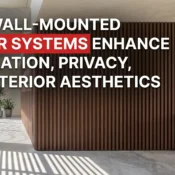 Modern wall-mounted louver system installed in a contemporary interior by leading Louvers Manufacturers in India, enhancing ventilation, privacy, and architectural aesthetics.