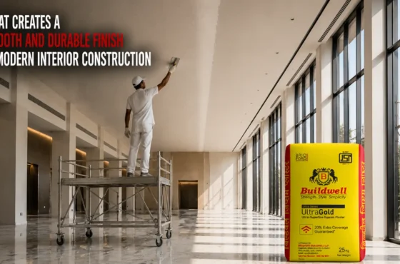 What creates a smooth and durable finish in modern interior construction