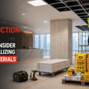 Construction professionals installing premium Ceiling Materials including gypsum boards, joint compound, and ceiling accessories for a durable and high-quality interior ceiling system.