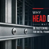 Close-up of Truss Head Screw fasteners securing metal framing sections, providing strong holding power and precise alignment in drywall and steel framing applications.