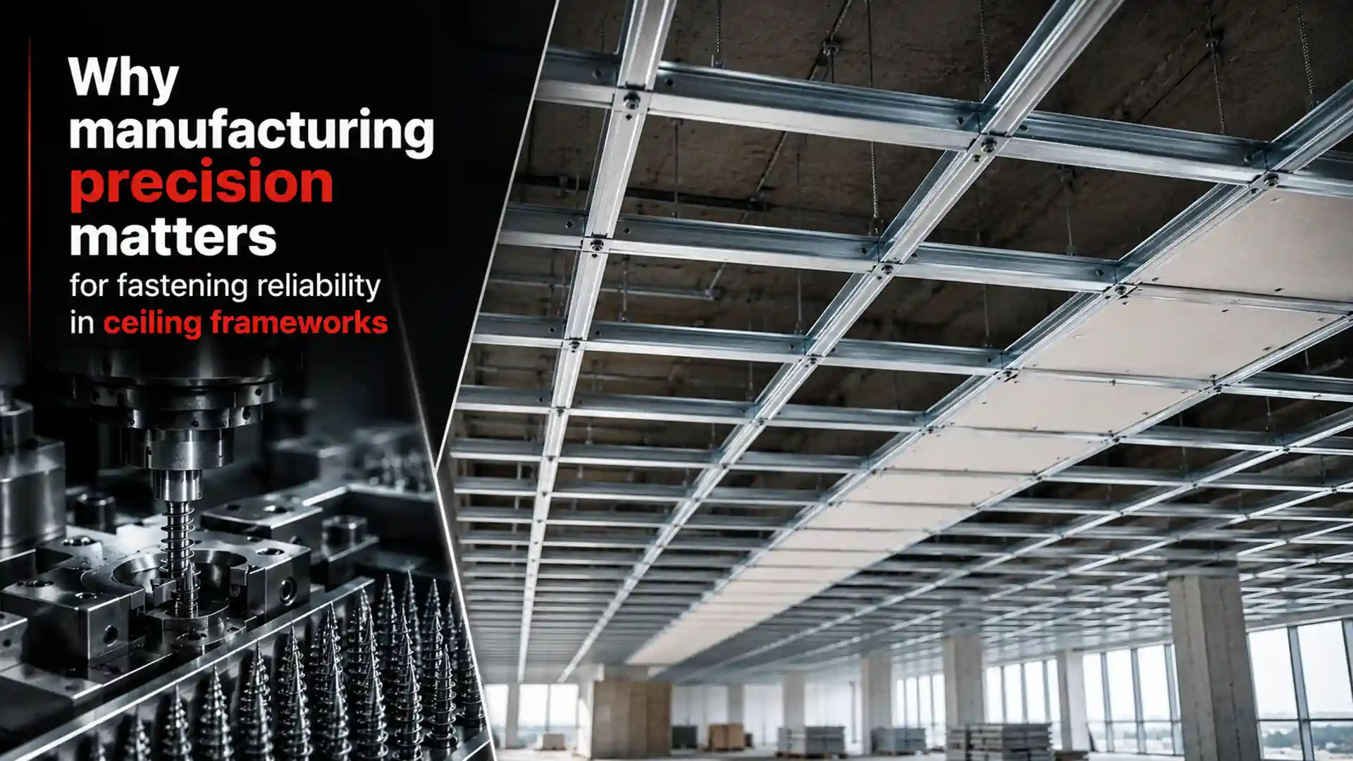 Precision-engineered ceiling framework installed using premium fasteners from a Drywall Screw Manufacturer in India for secure and long-lasting drywall construction.