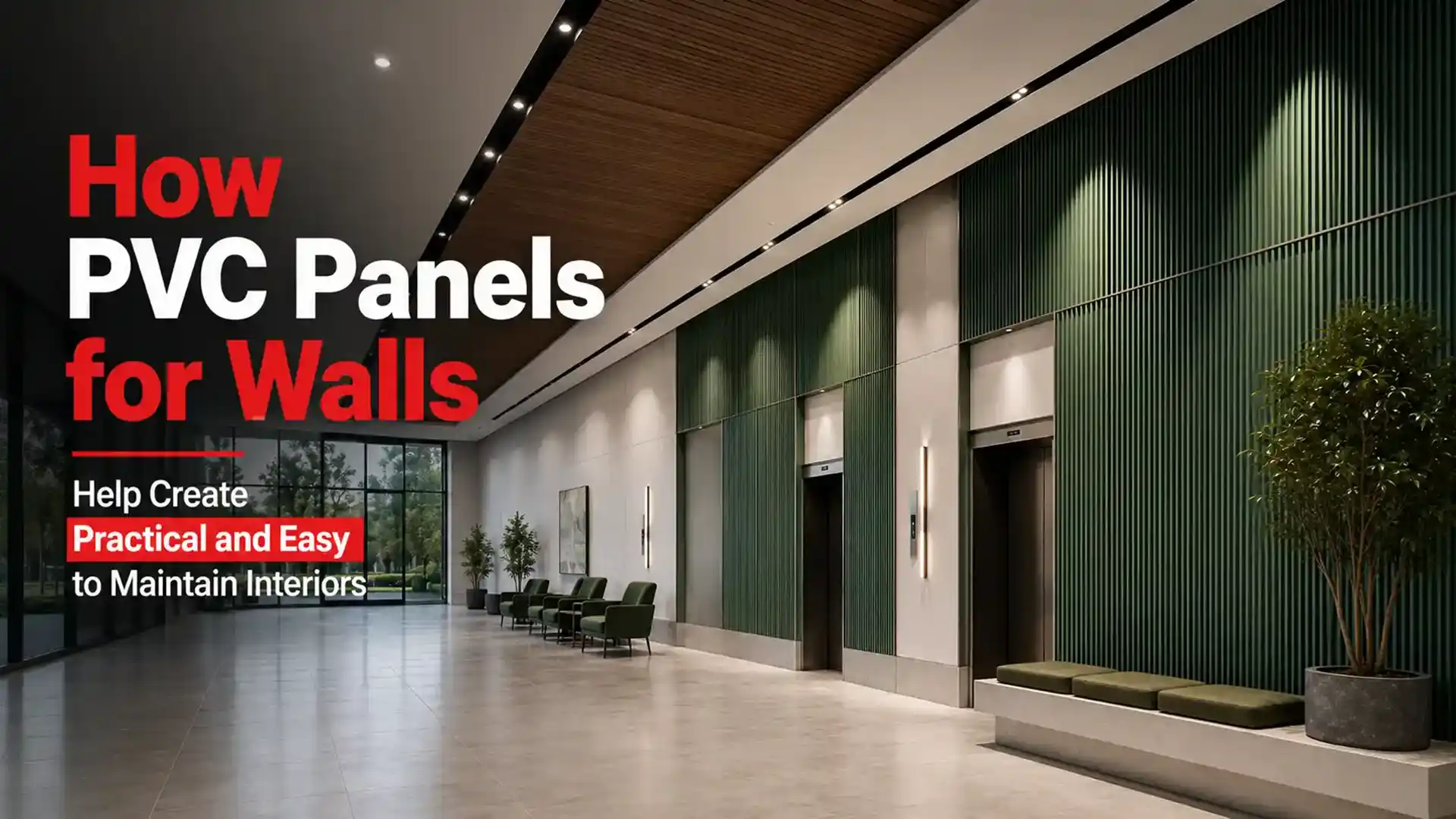 PVC Panels for Walls used to create a modern interior with textured green wall surfaces and easy-to-maintain finishes