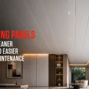 Modern living space featuring PVC Ceiling Panels with clean finishes and integrated lighting