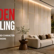 Golden Line Panel adding elegant detailing and refined character to a modern living room interior