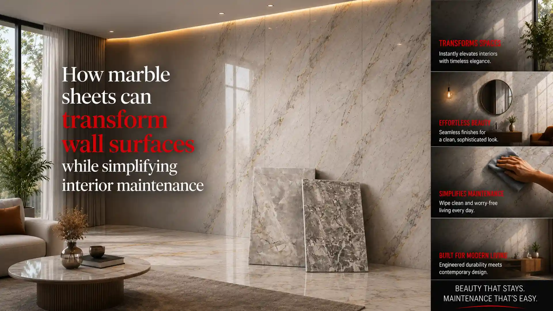 Marble Sheet for Wall creating an elegant and easy-to-maintain interior