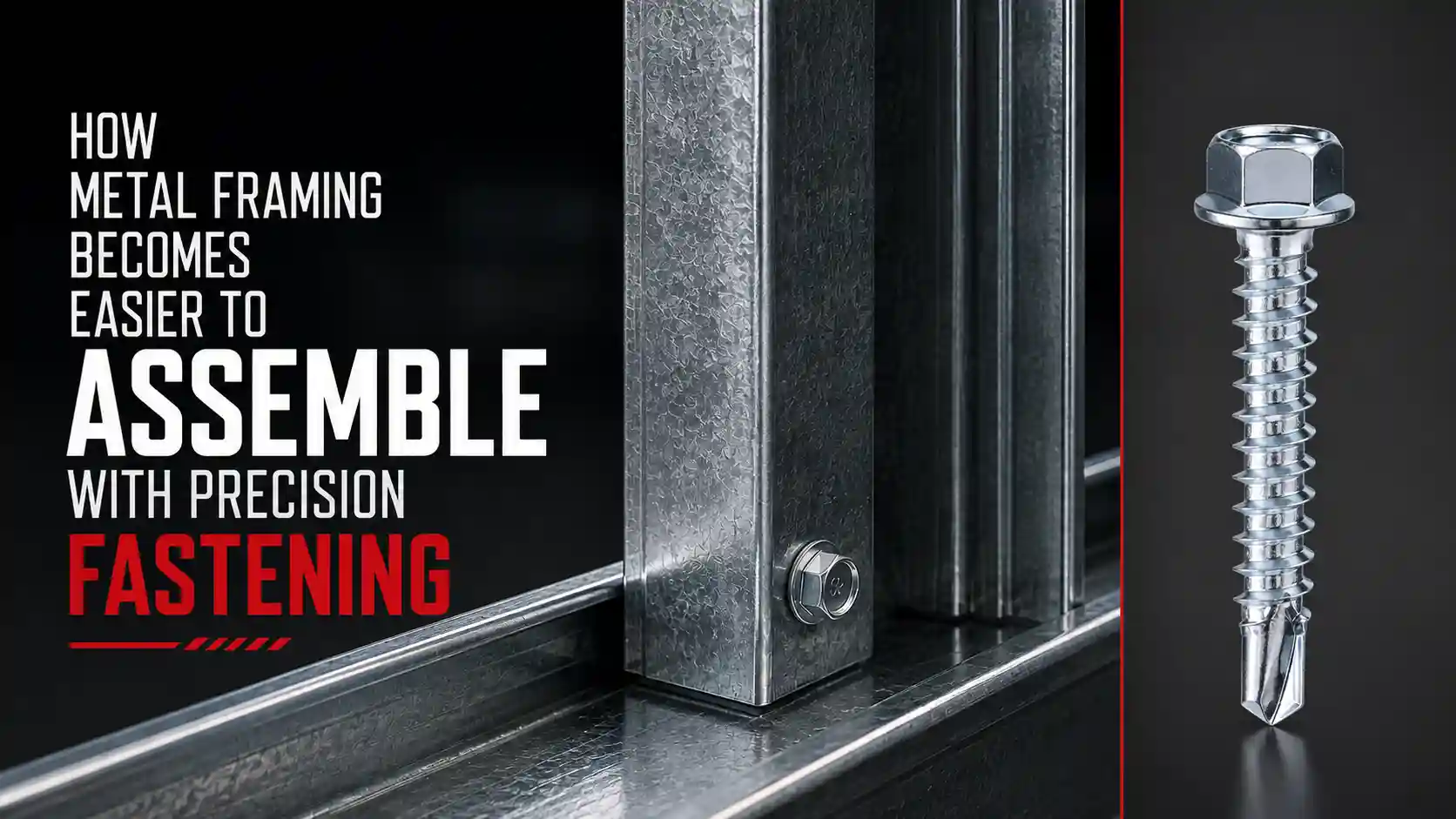 Metal framing assembled with a Hex Head Self Drilling Screw for precise fastening
